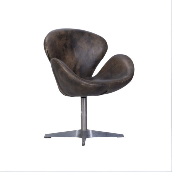 Dark gray leather chair with metal base