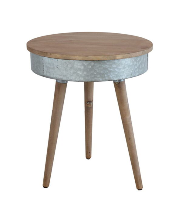 Rounded oak Table with metal and wooden top - Image 2