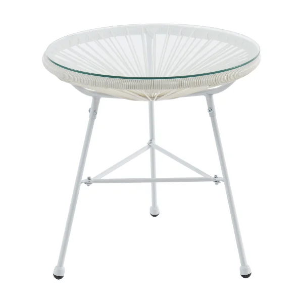 Special designed white metal Table with glass top