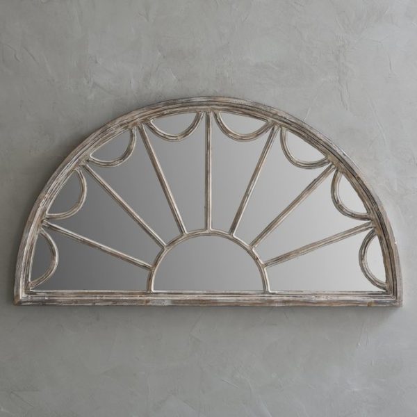 Wood Mirror Half Circle