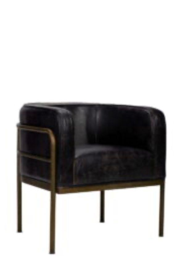 Black genuine leather armchair - Image 2