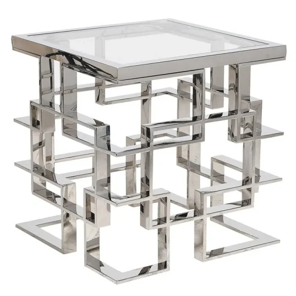 Gilded Side Table Full Stainless Steel Frame