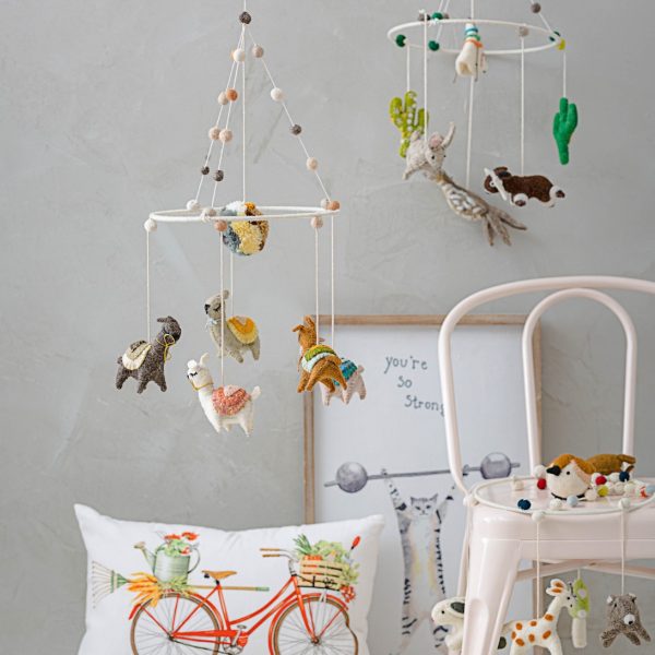 Wool Felt Llama Mobile