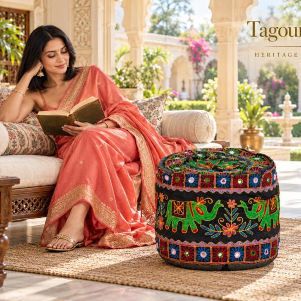 Indian Rounded Puff Pure Silk Hand Made