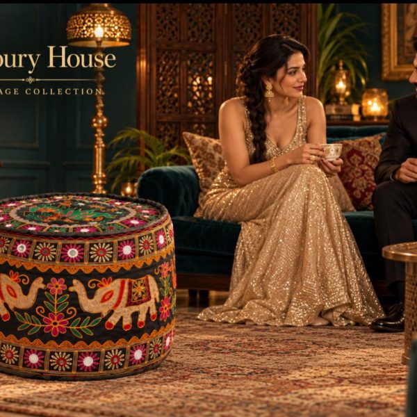 Indian rounded pouffe