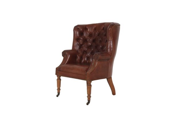 vintage tufted leather armchair