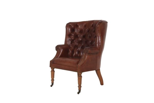 vintage tufted Real leather armchair