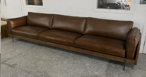 Elegant Full Leather Sofa Mega Size Hand Made Finishing