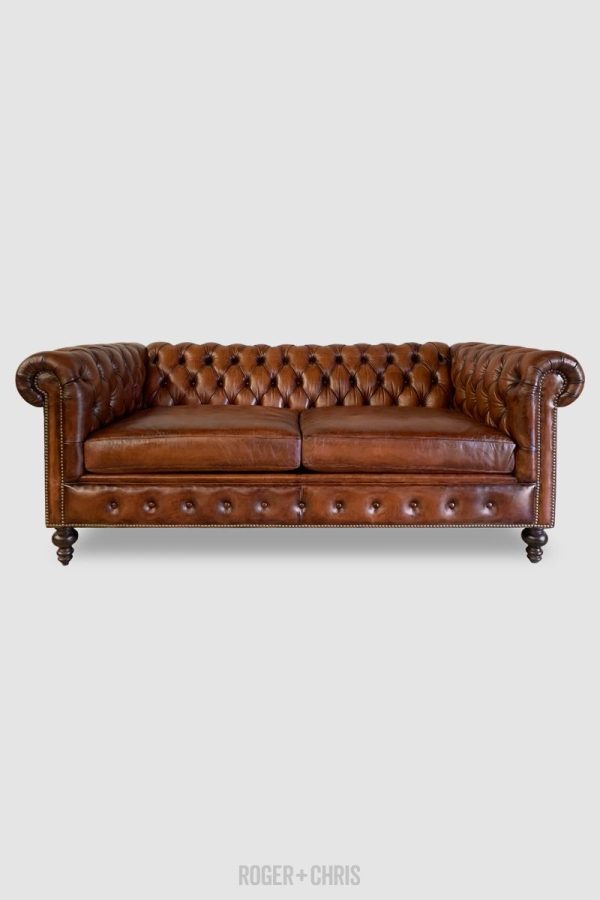 A.chic leather chesterfield vintage cigar sofa (262cm)