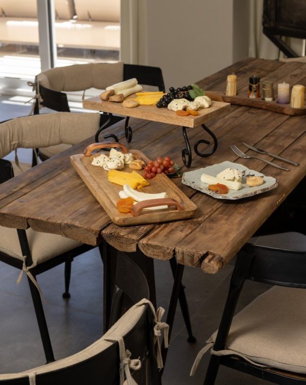 Rectangular Reclaimed Old Solid Wood Dining Table With Rustic Iron Base