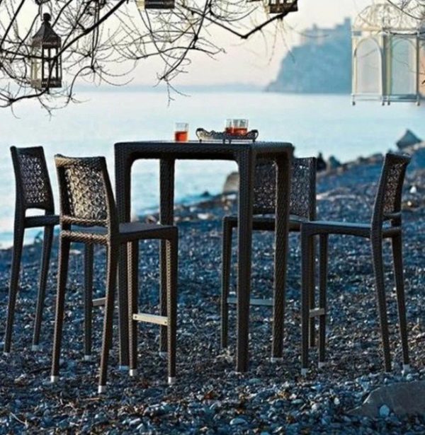 Charcoal Rattan high table and chairs