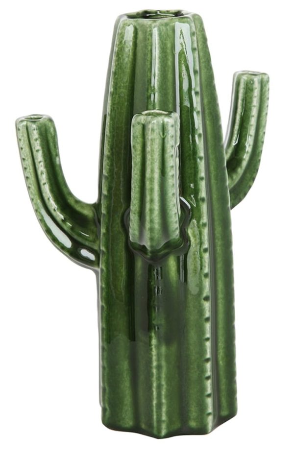 Stoneware Cactus Vase, Green - Image 2