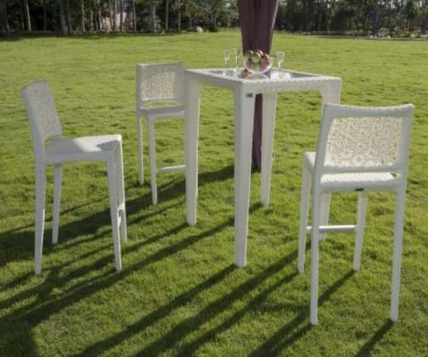 Charcoal Rattan high table and chairs - Image 2