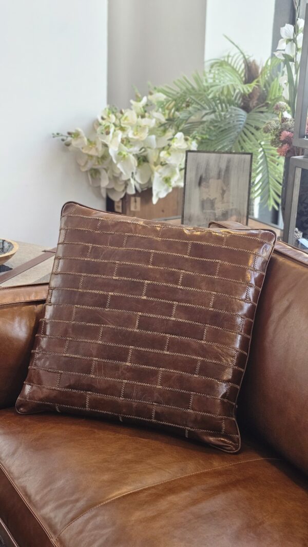 Full Real Leather Pillow Hand Made Stitching And Finishing 2 Sides