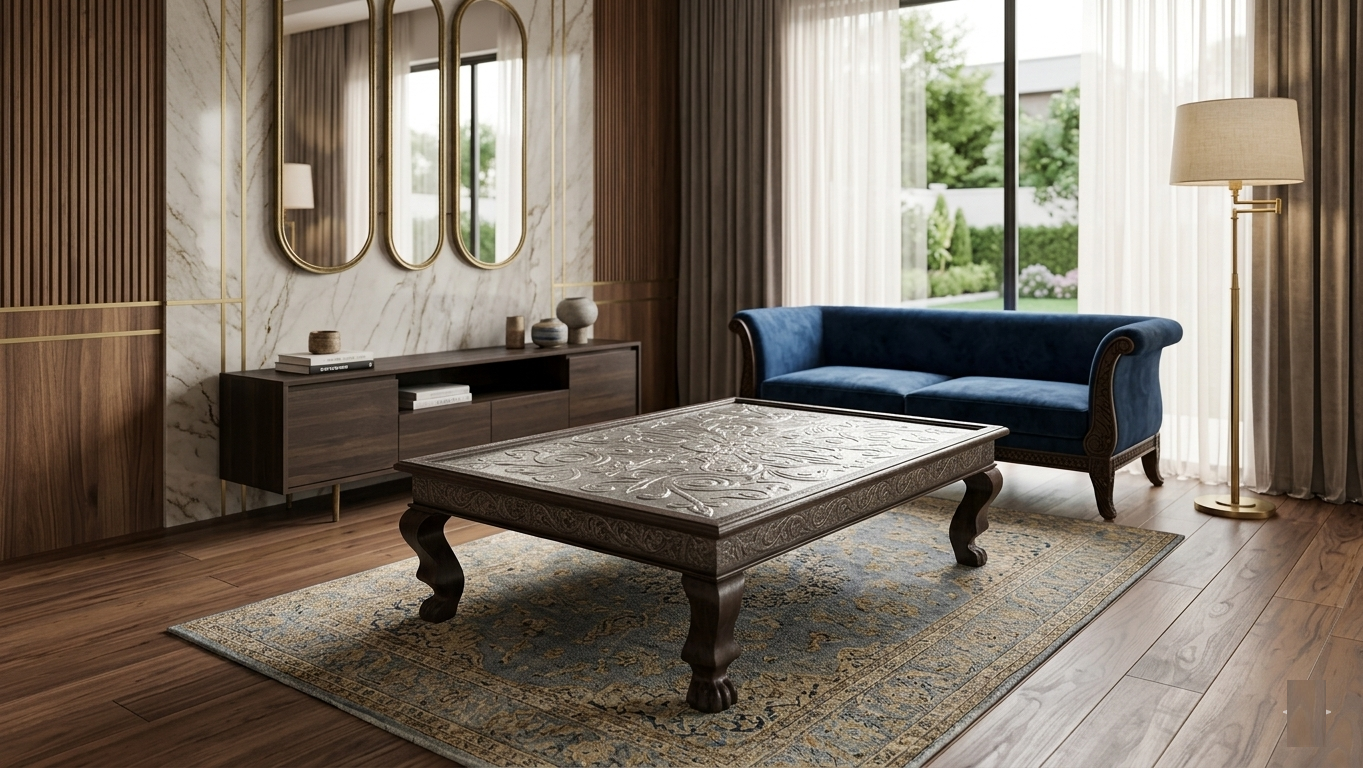 Classic Indian Coffee Table Fully Natural Brass Hand Made Finishing Limited Edition Collection
