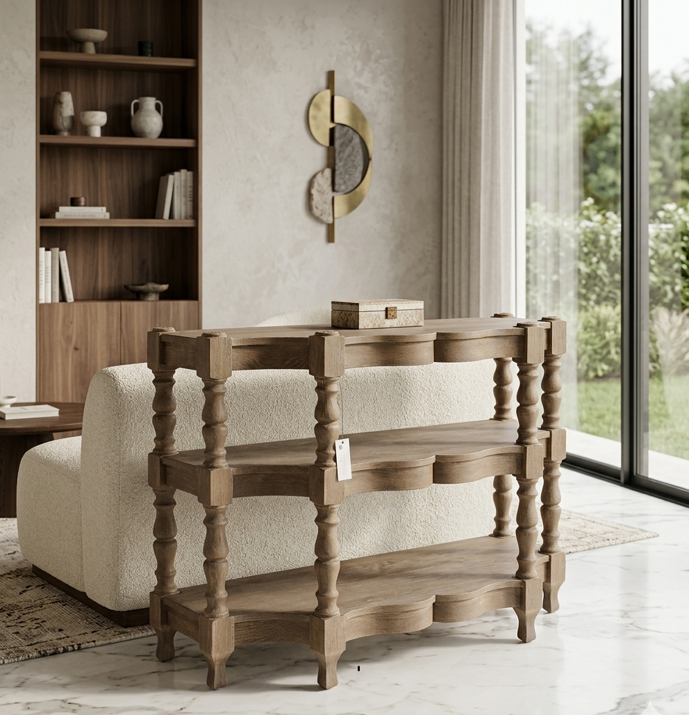 Natural Oak Wood Vintage Table