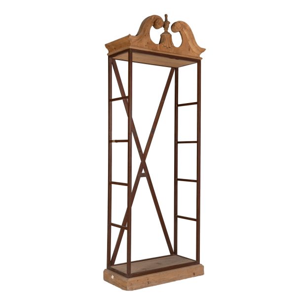 Solid Oak Natural Wood Vintage Book Display With Rustic Iron