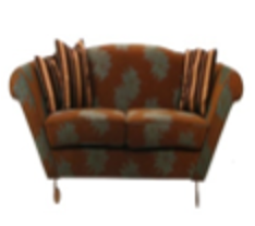 Gray fabric sofa in turquoise with a small back