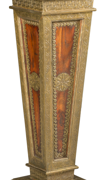 Natural wood stand brown in copper
