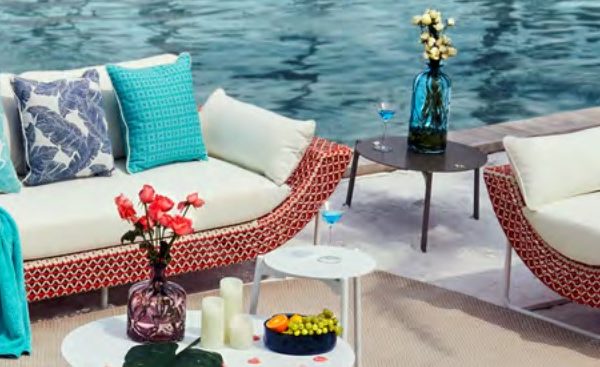 Blue and white floral outdoor cushions