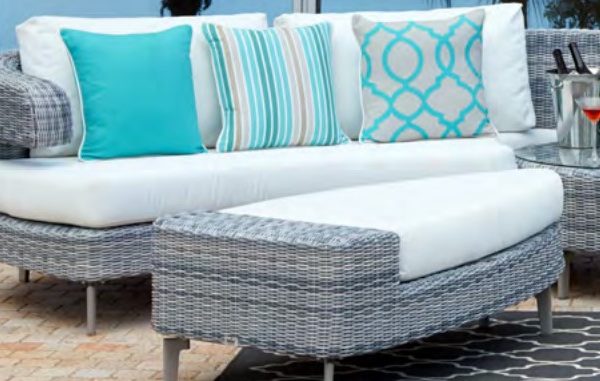 Blue and grey outdoor cushions