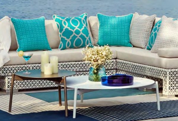 Blue outdoor cushions