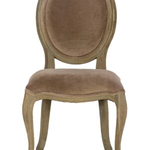 Dinning Velvet Chair Solid Natural Oak Wood Vintage Finishing Purple And Brown Colour