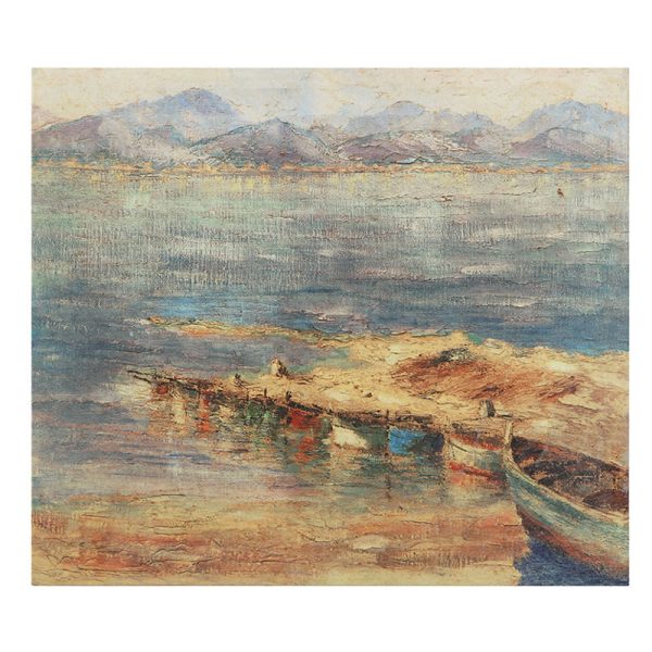 Canvas Wall Decor With Vintage Reproduction Boat