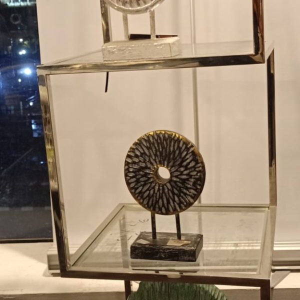 Stainless steel gold plated and glass shelf