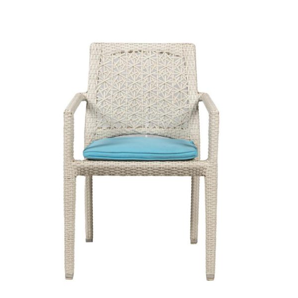 White faux rattan chair