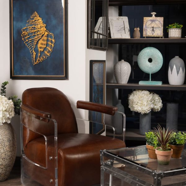 Full Real Leather Chair Fango Hand Made Finishing Combined With Thick Plexy Avaition Degisn Limited Edition Collection