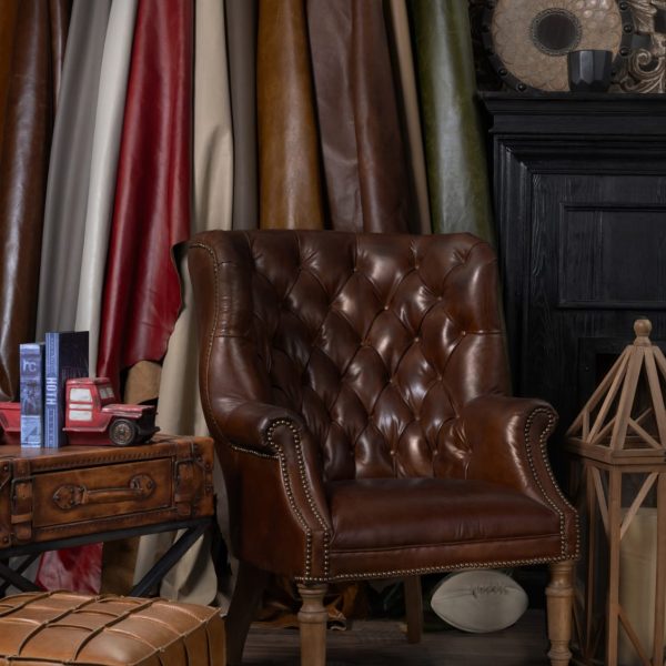 Vintage Tufted Real Leather Arm Chair