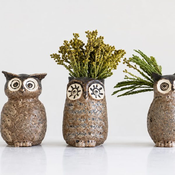 Stoneware Owl Vase
