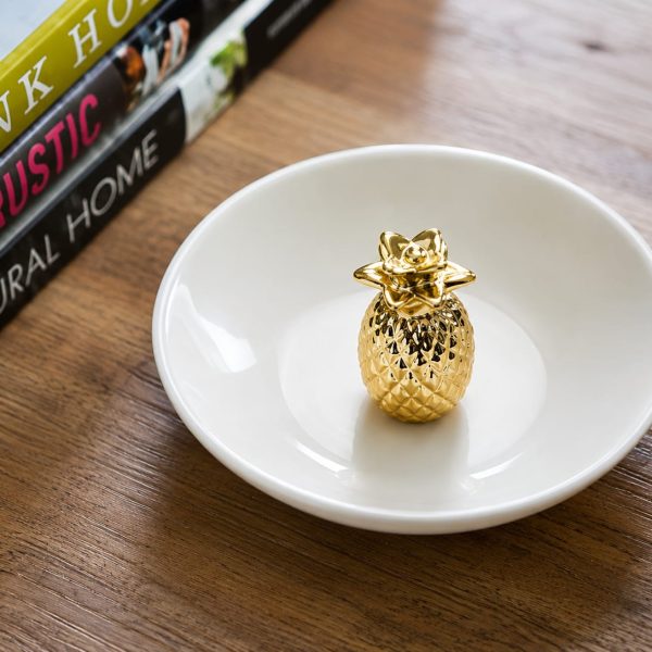 STONEWARE Jewelry Holder Gold Pineapple