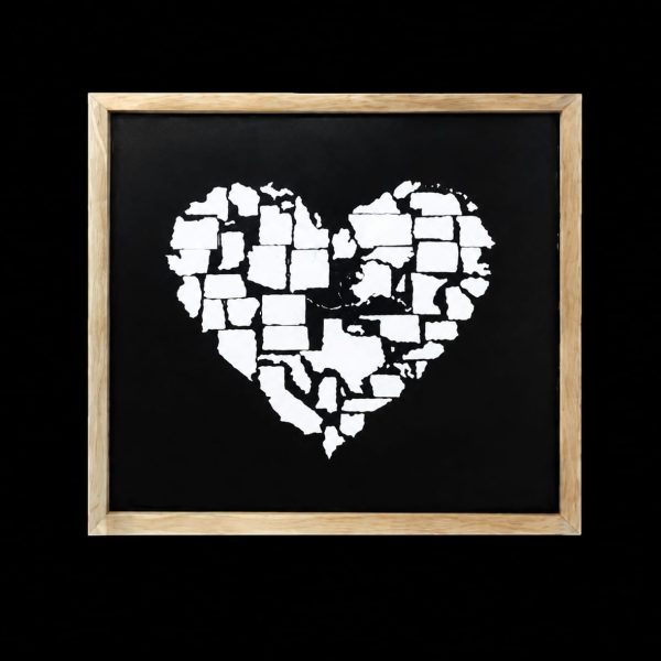 MDF Wall Art w/ US States in Heart Shape