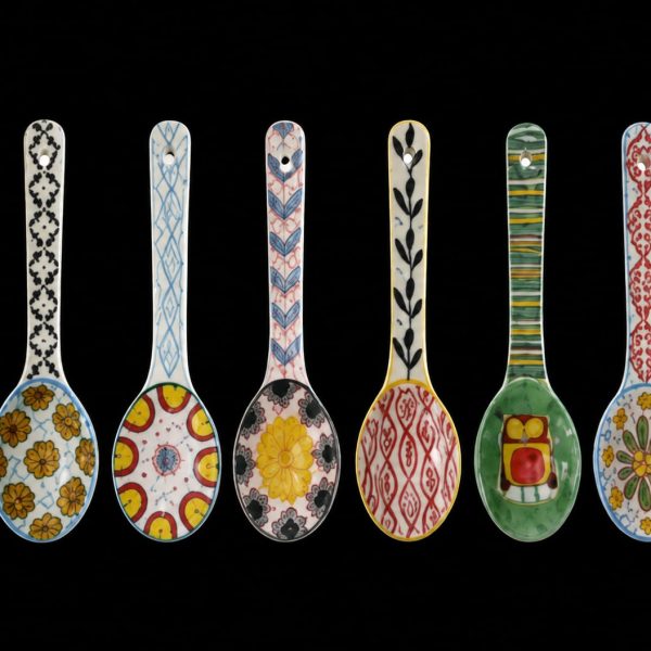 Small Stoneware Spoon w/ Hand-Pa nted Pattern