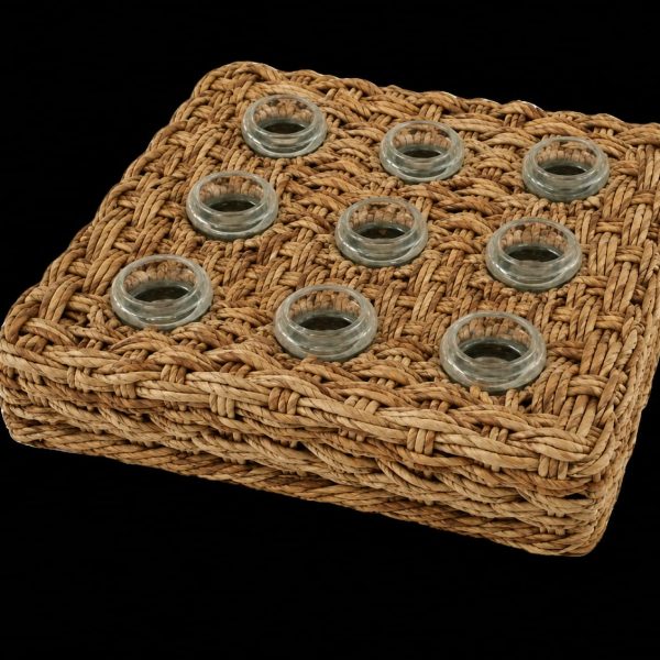 WOVEN RATTAN TEA LIGHT HOLDER