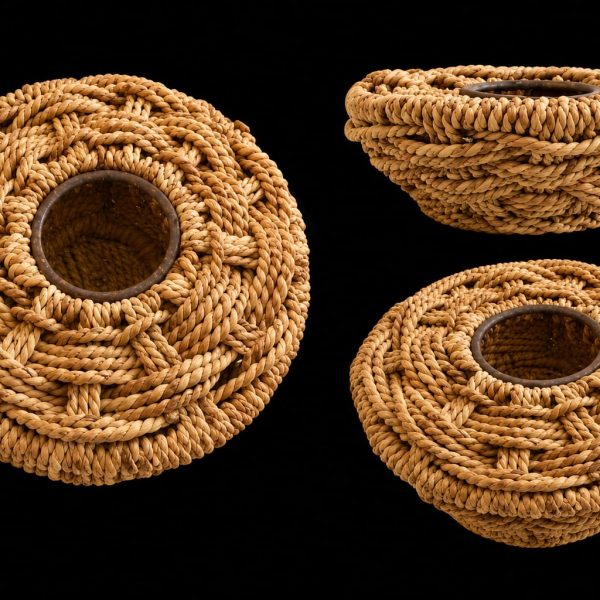 WOVEN RATTAN TEA LIGHT HOLDER